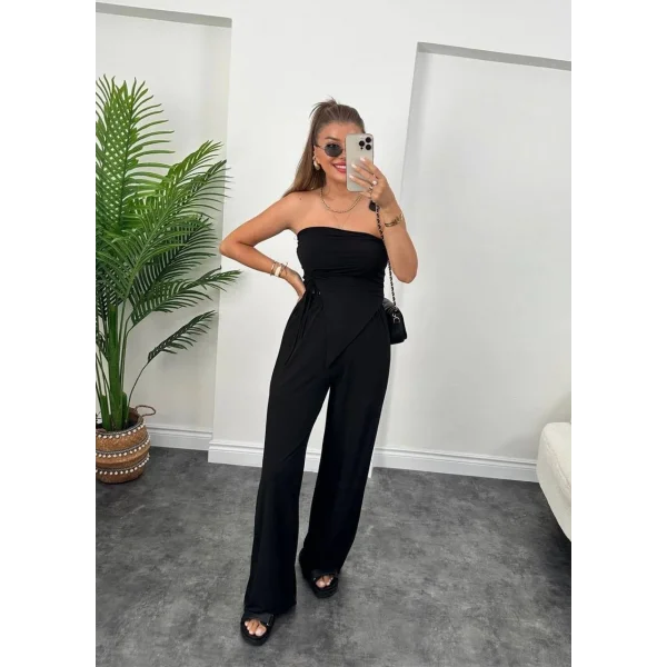 Kadın andy Kumaş tarplez Bluz Ve Palazzo Pantolon Ikili Takım