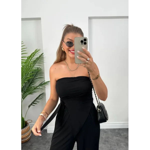 Kadın andy Kumaş tarplez Bluz Ve Palazzo Pantolon Ikili Takım