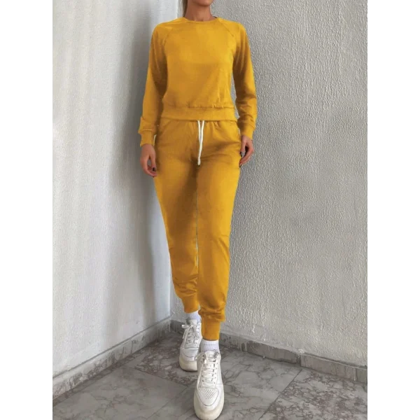 Kadın arı Bisiklet Yaka Iki Iplik üstü Krop Ikili Takım