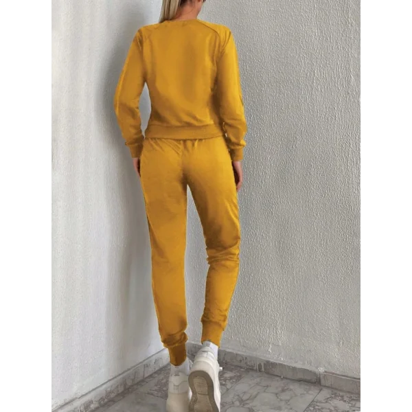 Kadın arı Bisiklet Yaka Iki Iplik üstü Krop Ikili Takım