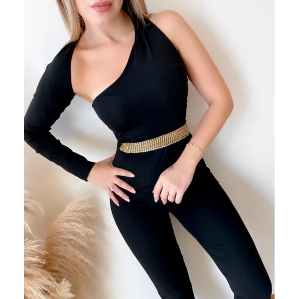 Kadın Asimetrik Dekolte Ve Taş Detay Fırsat ürün Tulum