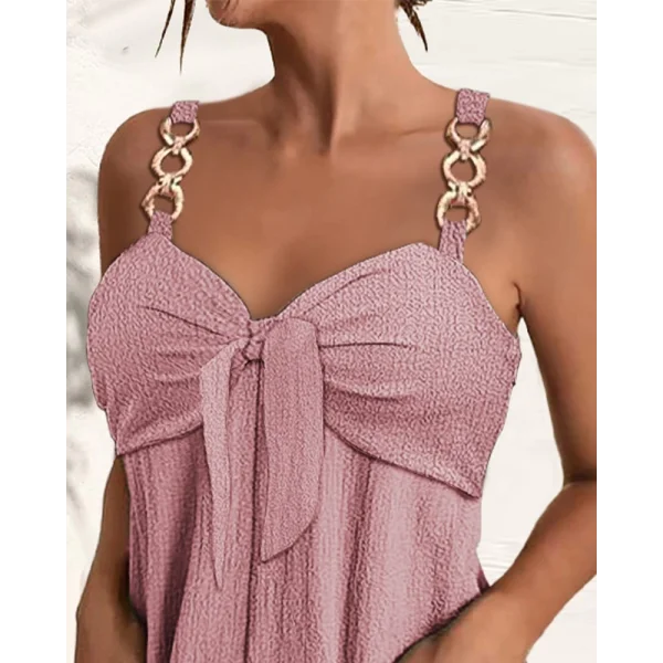 Kadın Askı Aksesuarlı önü Bağlama Detay Salopet şort Tulum