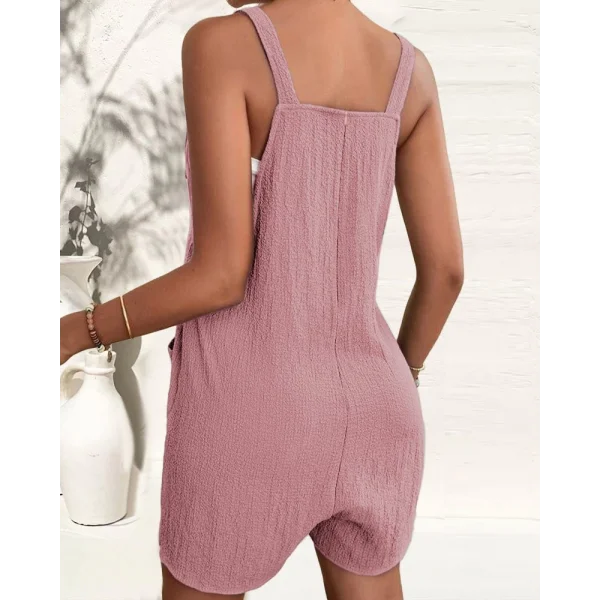 Kadın Askı Aksesuarlı önü Bağlama Detay Salopet şort Tulum