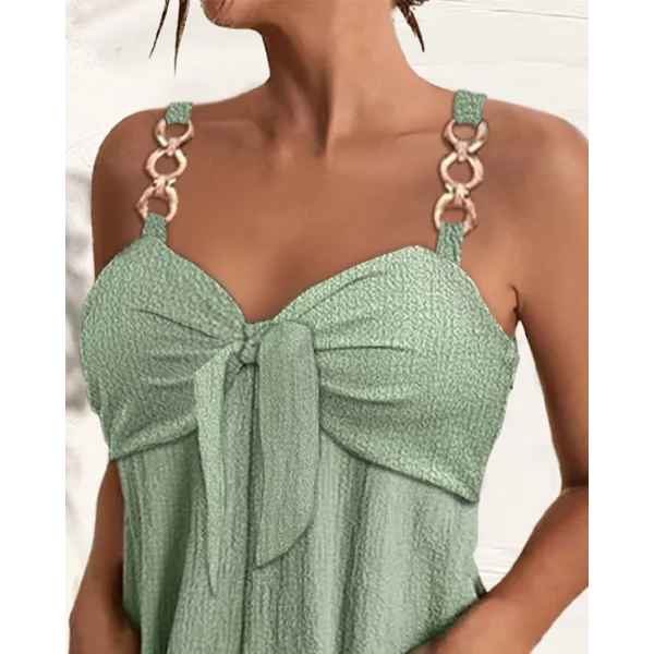 Kadın Askı Aksesuarlı önü Bağlama Detay Salopet şort Tulum