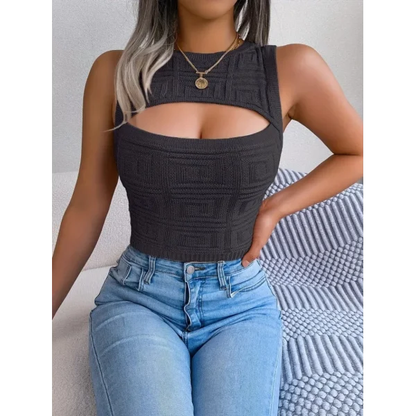 Kadın Askılı Bisiklet Yaka Güpüs Dekolteli Triko Crop Bluz