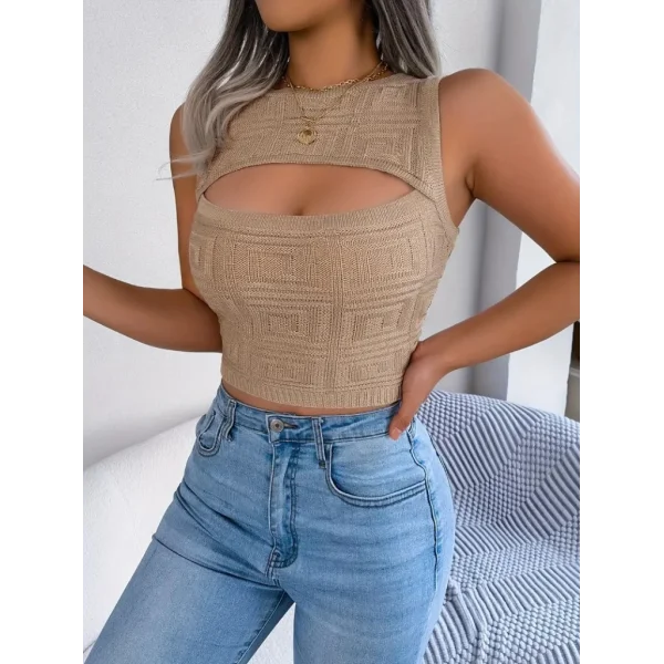 Kadın Askılı Bisiklet Yaka Güpüs Dekolteli Triko Crop Bluz