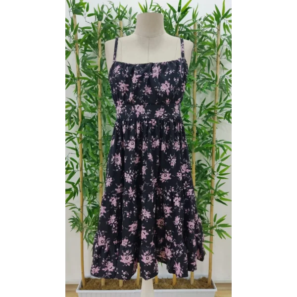 Kadın Askılı çiçek Desenli Süprem Mini Elbise