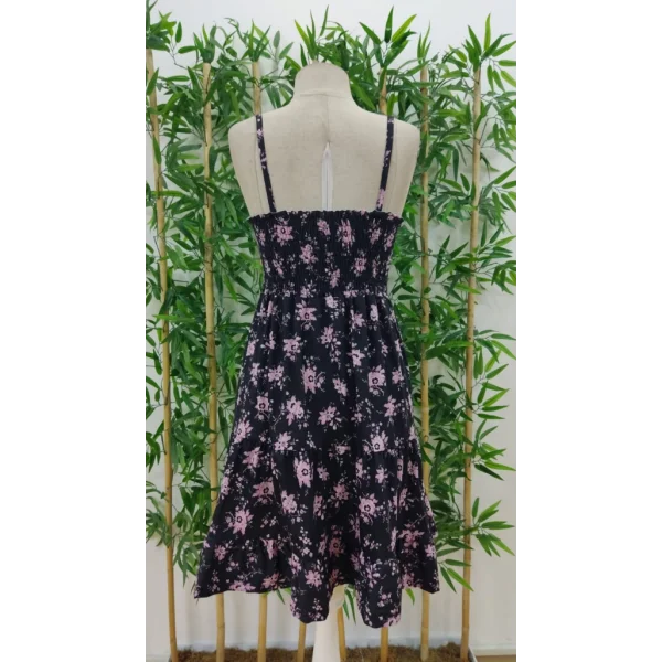 Kadın Askılı çiçek Desenli Süprem Mini Elbise