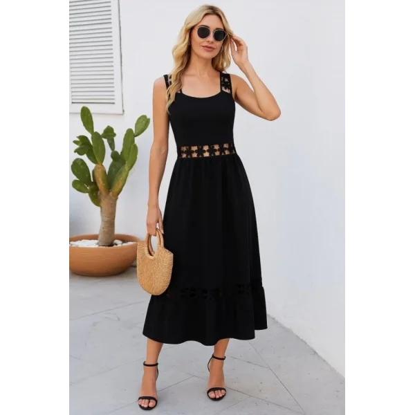 Kadın Askılı Dantel Detaylı Kiloş Janjan Krep Elbise