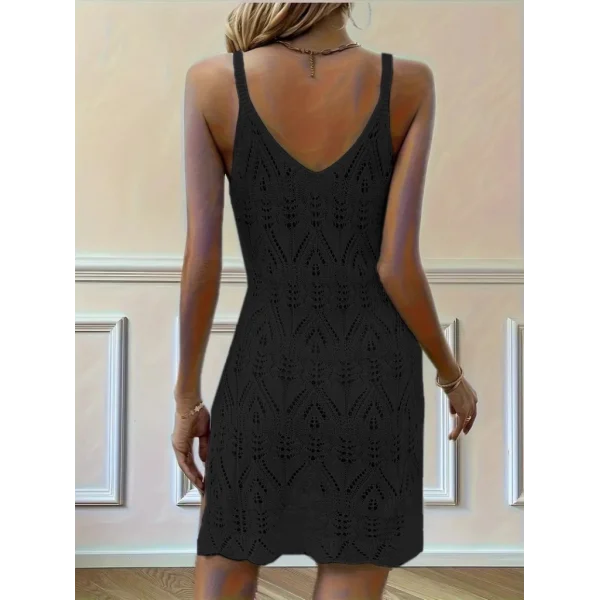 Kadın Askılı Desenli Yandan Yırtmaçlı Triko Elbise