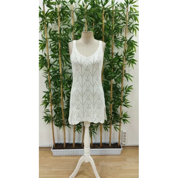 Kadın Askılı Desenli Yandan Yırtmaçlı Triko Elbise