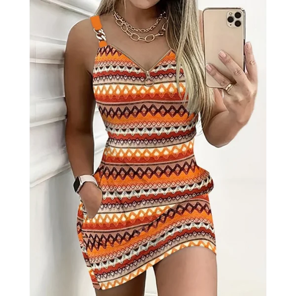 Kadın Askılı Fermuarlı Cepli Süprem Mini Elbise