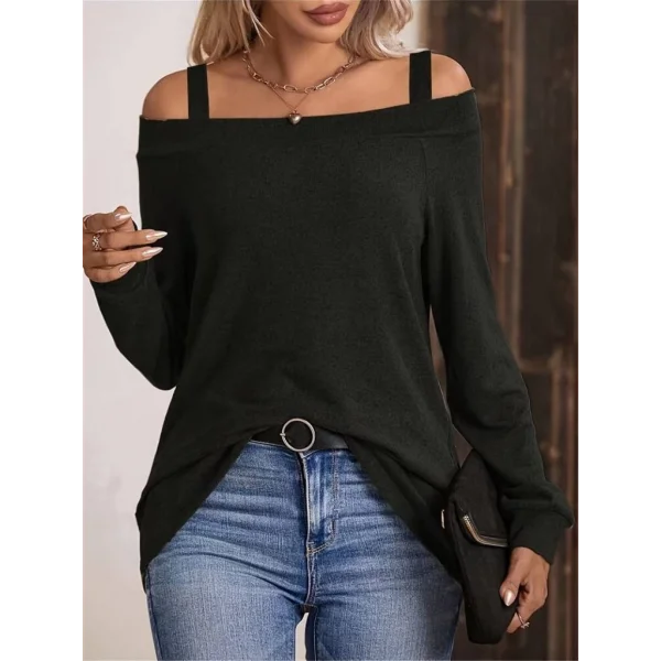 Kadın Askılı Iki Omuzu Açık Salaş Yün Viskon Bluz