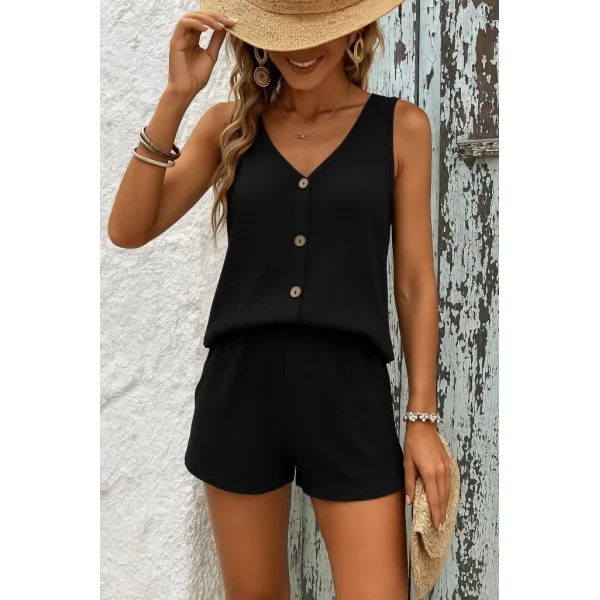 Kadın Askılı Kolsuz V Yakalı önden Düğmeli Bürümcük Bluz Ve Short Ikili Takım