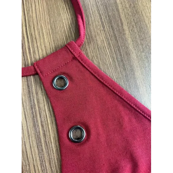 Kadın Askılı Kuş Gözü Ve Dekolte Detay Boyundan Bağlamalı Viskon Bluz