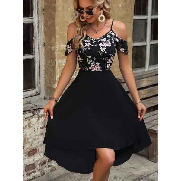 Kadın Askılı Omuzlardan Açık üst Süprem Alt Ithal Krep Elbise