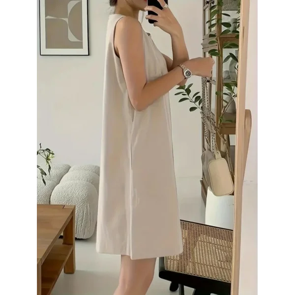 Kadın Askılı Sıfır Kol A Kesim Detaylı Ithal Krep Elbise