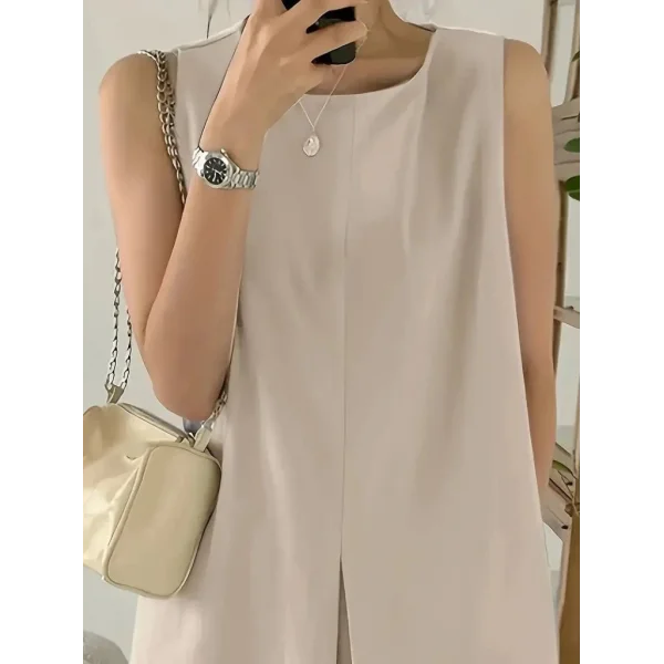 Kadın Askılı Sıfır Kol A Kesim Detaylı Ithal Krep Elbise