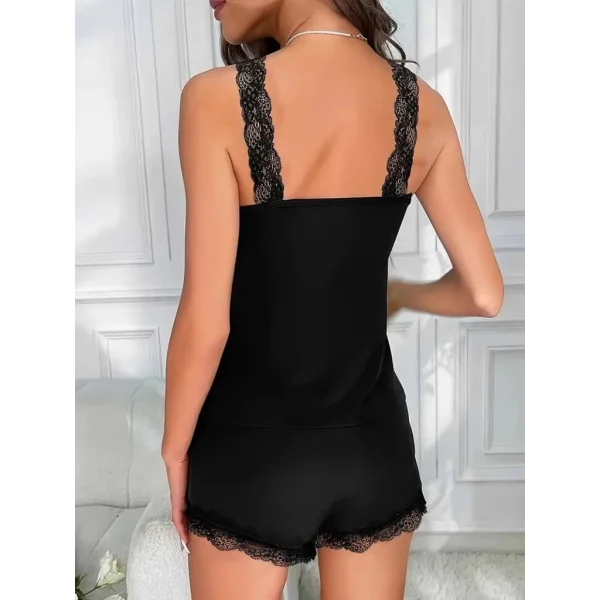 Kadın Askılı V Dantel Yakalı Viskon Atlet Ve Short Ikili Takım