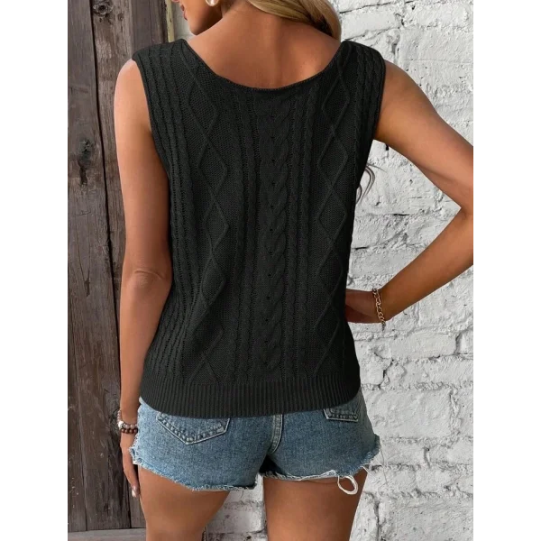 Kadın Askılı V Yaka örme Detay Triko Bluz