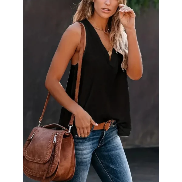 Kadın Askılı V Yakalı Salaş Viskon Bluz