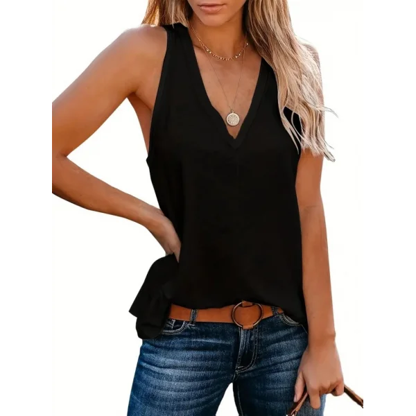 Kadın Askılı V Yakalı Salaş Viskon Bluz