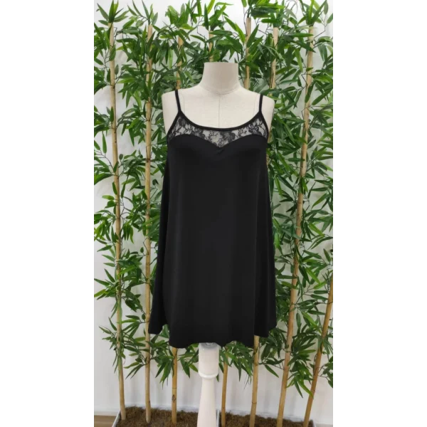 Kadın Askılı Yaka Dantel Detay Sandy Gecelik Elbise