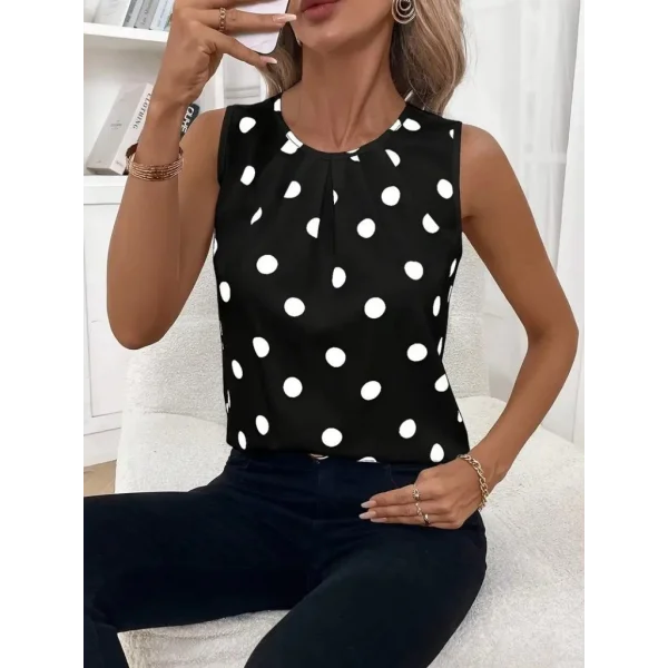 Kadın Askılı Yakası Büzgülü Puantiyeli Atlas Bluz