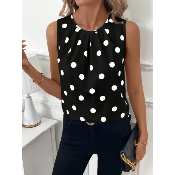 Kadın Askılı Yakası Büzgülü Puantiyeli Atlas Bluz