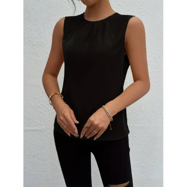 Kadın Askılı Yuvarlak Büzgü Yaka Sandy Bluz