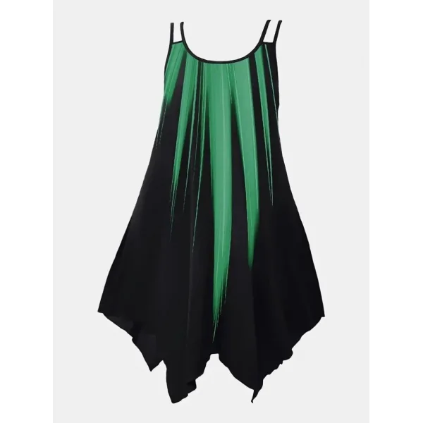 Kadın Askılı Yuvarlak Yaka Asimetrik Detaylı Desenli Süprem Elbise