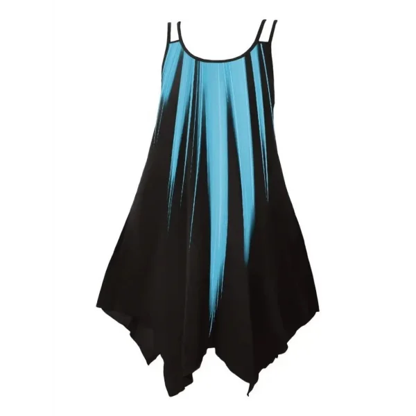 Kadın Askılı Yuvarlak Yaka Asimetrik Detaylı Desenli Süprem Elbise