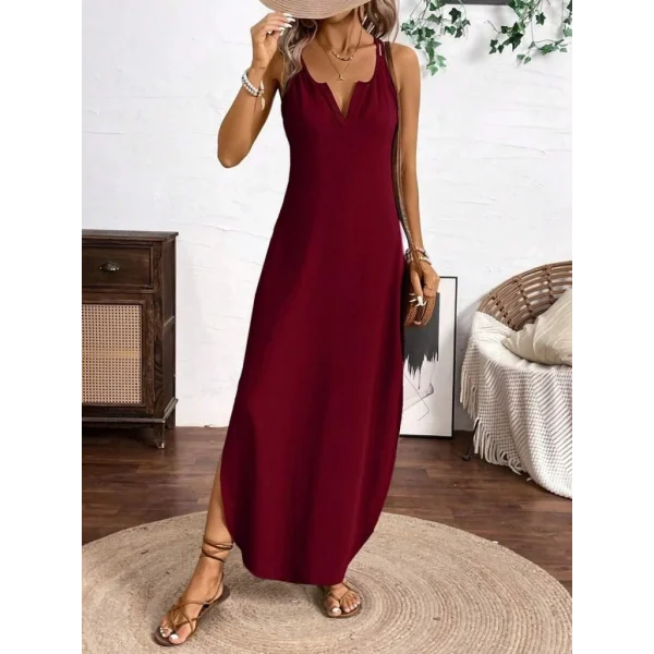 Kadın Askılı Yuvarlak Yaka Asimetrik Detaylı Viskon Elbise