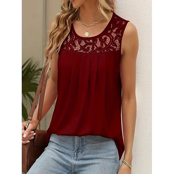 Kadın Askılı Yuvarlak Yaka Dantel Detaylı Viskon Bluz