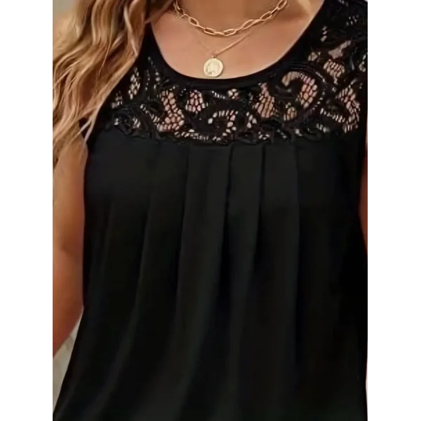 Kadın Askılı Yuvarlak Yaka Dantel Detaylı Viskon Bluz