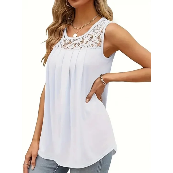 Kadın Askılı Yuvarlak Yaka Dantel Detaylı Viskon Bluz