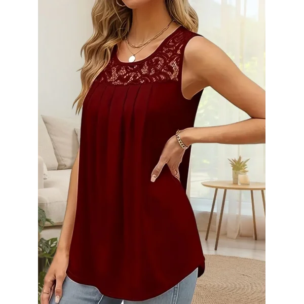 Kadın Askılı Yuvarlak Yaka Dantel Detaylı Viskon Bluz