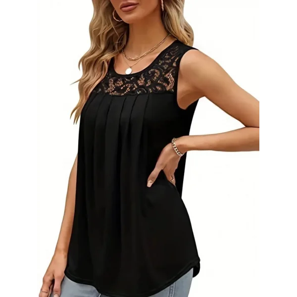 Kadın Askılı Yuvarlak Yaka Dantel Detaylı Viskon Bluz