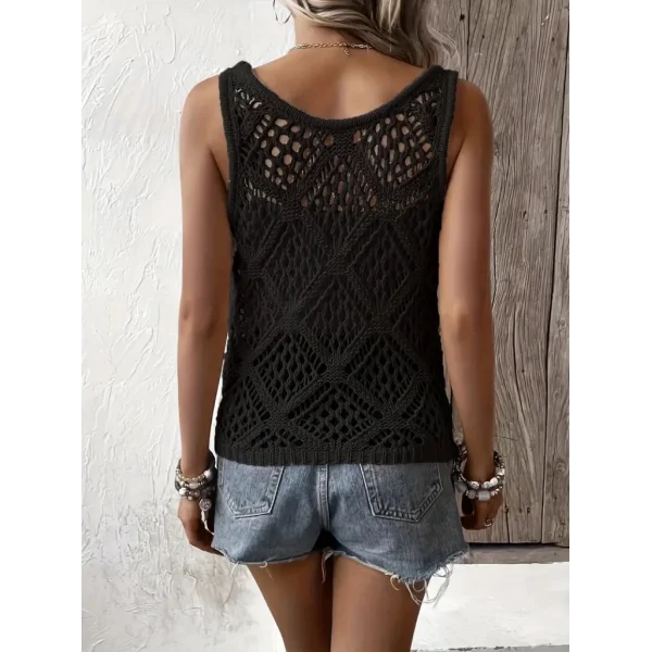 Kadın Askılı Yuvarlak Yaka Geometrik Desenli Triko Bluz