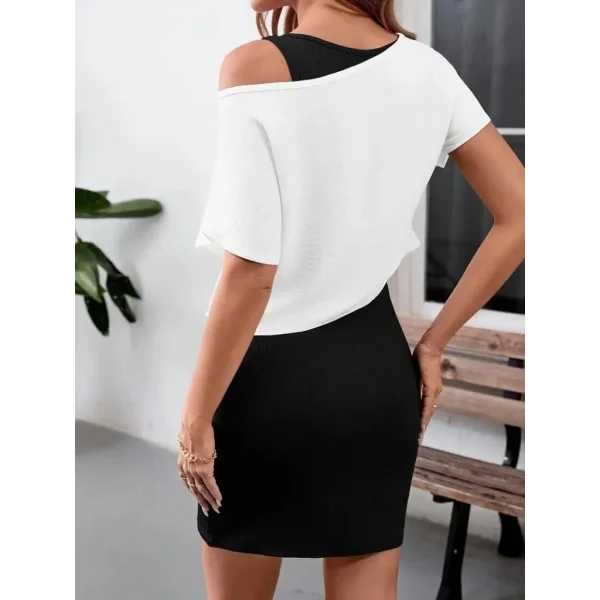 Kadın Askılı Yuvarlak Yaka Kısa Kaşkorse Elbise Ve Viskon Bluz Ikili Takım