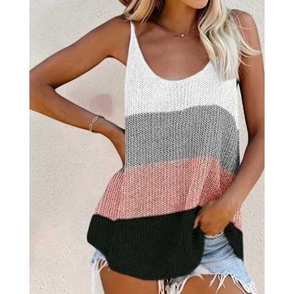 Kadın Askılı Yuvarlak Yaka Salaş Triko Bluz