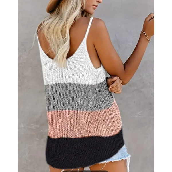 Kadın Askılı Yuvarlak Yaka Salaş Triko Bluz