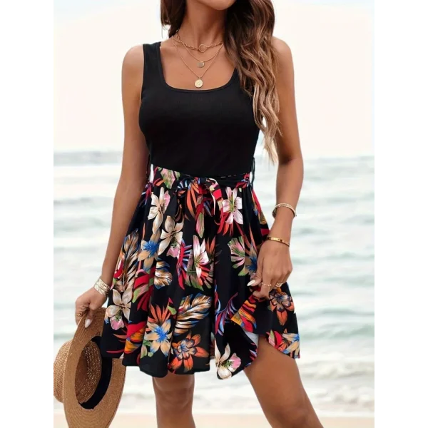 Kadın Askılı Yuvarlak Yaka üst Kaşkorse Alt Süprem Belden Kuşaklı Elbise