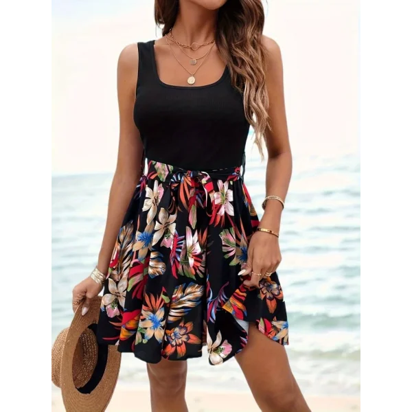 Kadın Askılı Yuvarlak Yaka üst Kaşkorse Alt Süprem Belden Kuşaklı Elbise