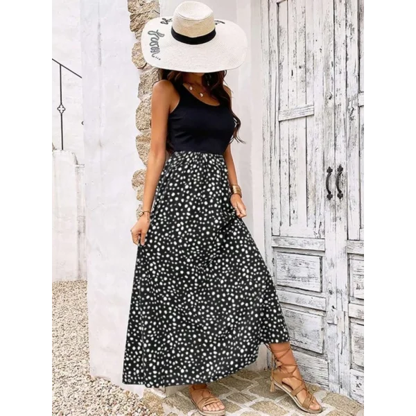 Kadın Askılı Yuvarlak Yaka üst Viskon Alt Desenli Bürümcük Elbise