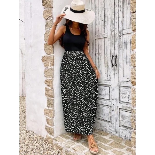 Kadın Askılı Yuvarlak Yaka üst Viskon Alt Desenli Bürümcük Elbise