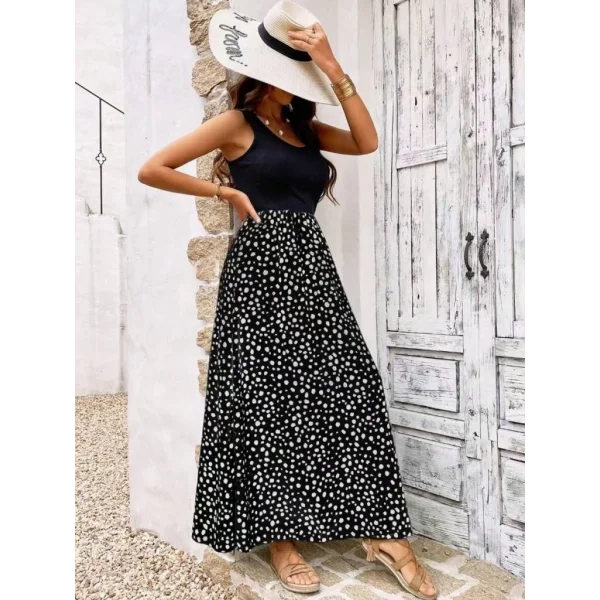 Kadın Askılı Yuvarlak Yaka üst Viskon Alt Desenli Bürümcük Elbise