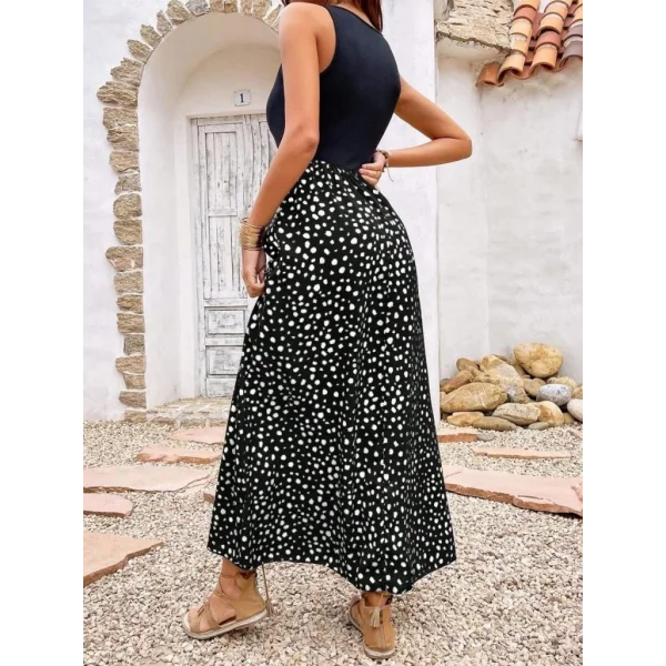 Kadın Askılı Yuvarlak Yaka üst Viskon Alt Desenli Bürümcük Elbise