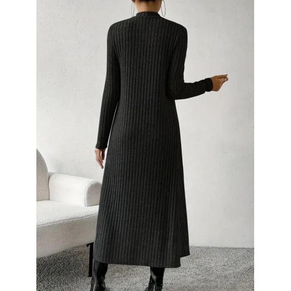 Kadın Askılı Yuvarlak Yakalı Elbise Ve Yarı Balıkçı Yakalı şardonlu Kaşkorse Ikili Takım