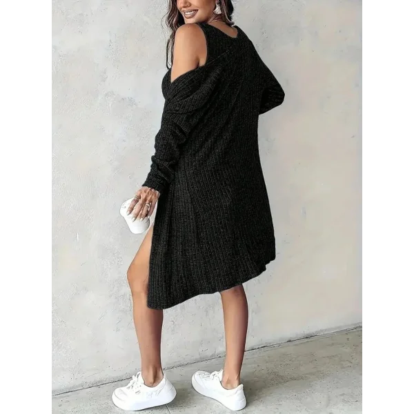 Kadın Askılı Yuvarlak Yakalı önü Düğmeli şardonlu Kaşkorse Mini Elbise Ve Kısa Ceket